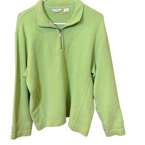 Tommy Bahama Quarter Zip Pullover Lime Green Resort Sweater Cotton Blend Size L